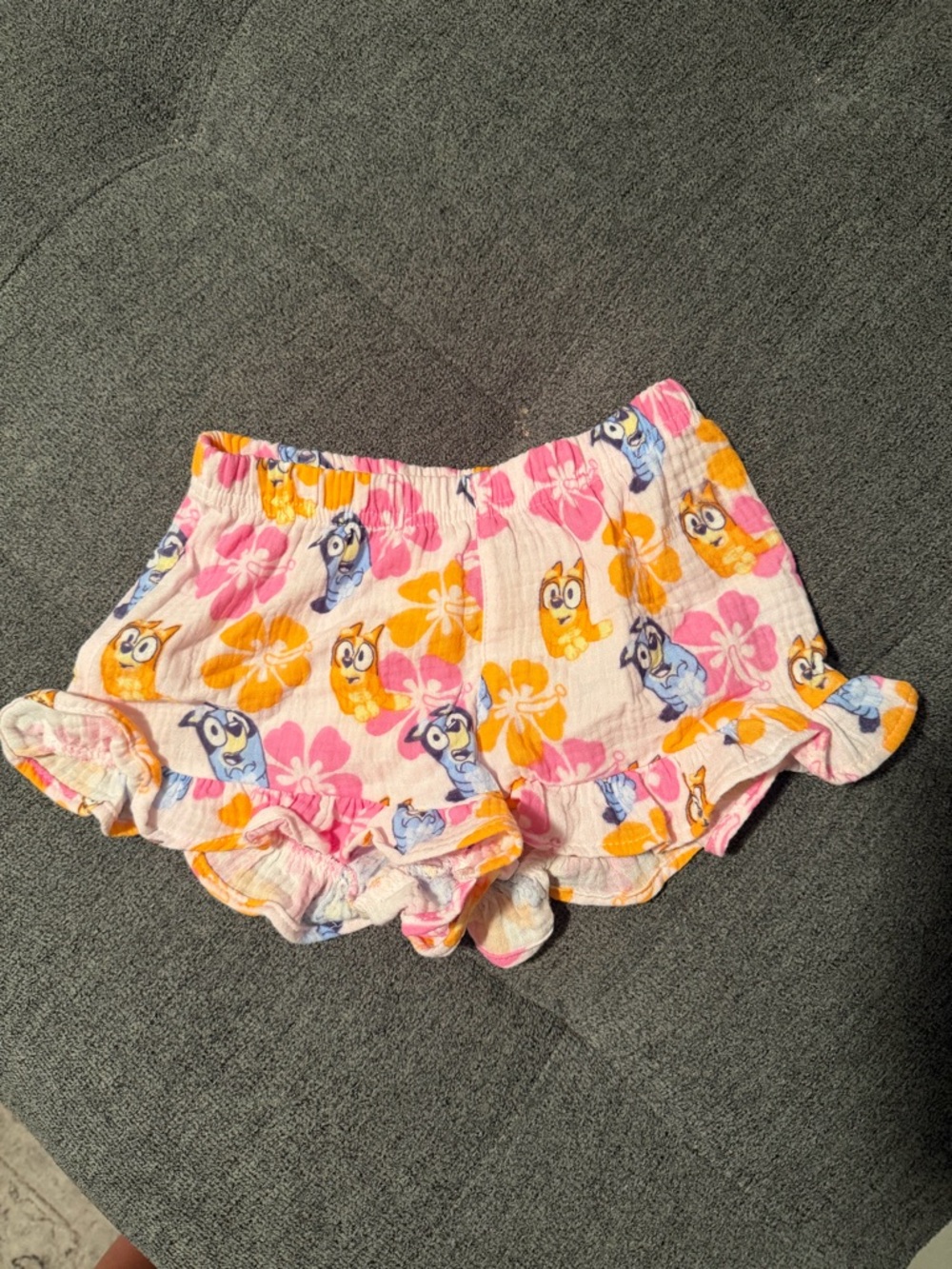Bluey Girls Shorts 2T – Ruffle Hem Pink Floral – Toddler